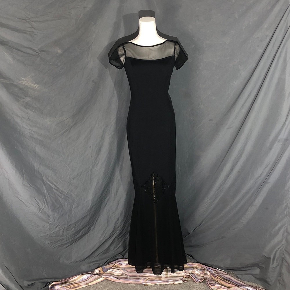 Prom 90’s Vintage Black Sheer Maxi Dress by Recollections Size 6
